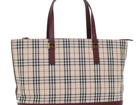 BURBERRY Nova Check Tote Bag Canvas Leather Beige Wine Red blackNew am4848 Online