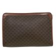 CELINE Macadam Canvas Clutch Bag PVC Leather Brown im378 For Sale