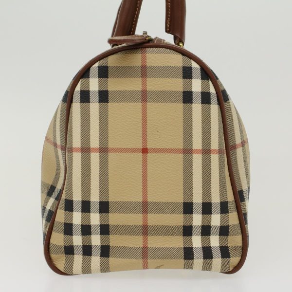 BURBERRY Nova Check Boston Bag PVC Leather BeigeNew yk7246 For Cheap