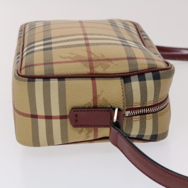 BURBERRY Nova Check Shoulder Bag PVC Leather Beige Black RedNew 47052 Sale