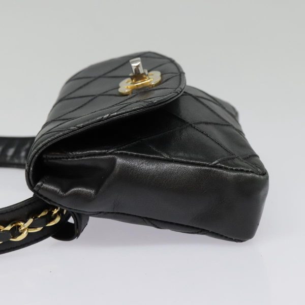 CHANEL Bicolore Chain Waist bag Leather Black Gold CC  bs18454 For Discount