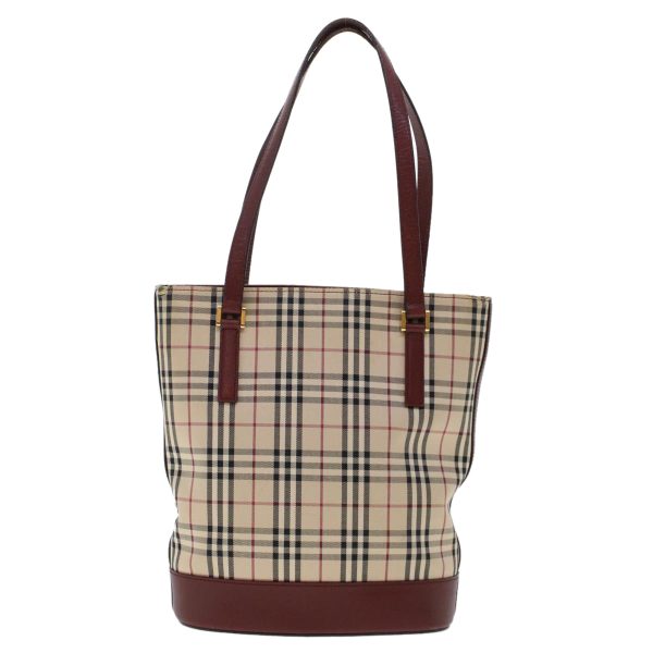 BURBERRY Nova Check Shoulder Bag Canvas Beige RedNew ti1165 Cheap