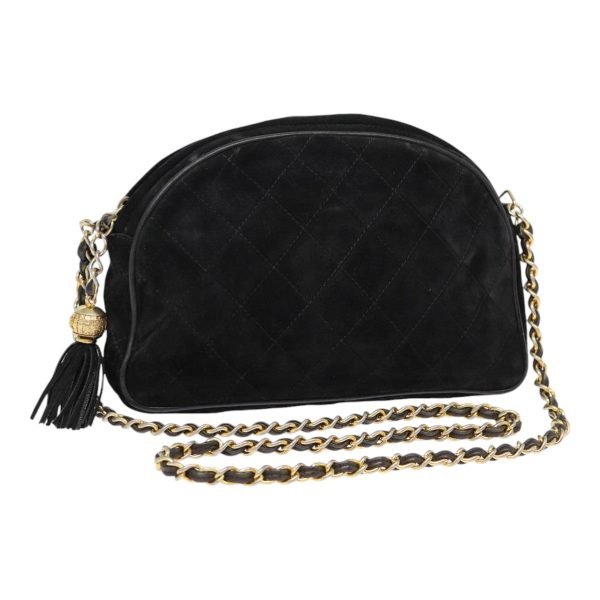 CHANEL Matelasse Chain Shoulder Bag Suede Black Gold CC  bs17434 Discount