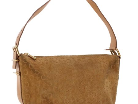 CELINE C Macadam Canvas Shoulder Bag Suede Leather Brown 47408 For Cheap