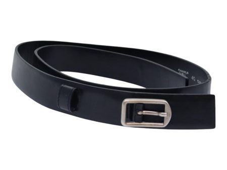 CHANEL Belt Leather 40 Black CC  bs17331 For Cheap