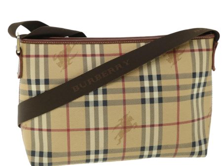 BURBERRY Nova Check Shoulder Bag PVC Leather Beige BrownNew 51862 For Sale