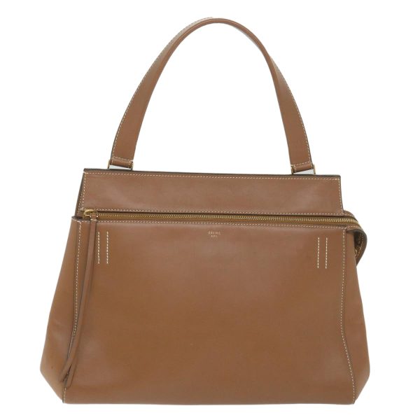 CELINE Edge Hand Bag Leather Brown bs10092 For Sale