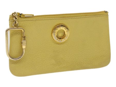 CELINE Coin Purse Leather Yellow hk413 Online now