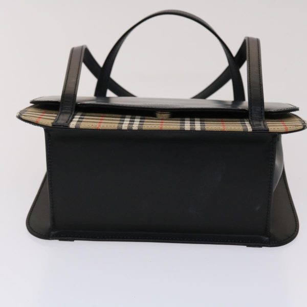 BURBERRY Nova Check Hand Bag Leather Canvas Black BeigeNew ki3104 Sale