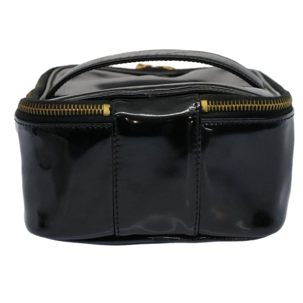 CHANEL Vanity Cosmetic Pouch Patent leather Black CC  yb378 Discount