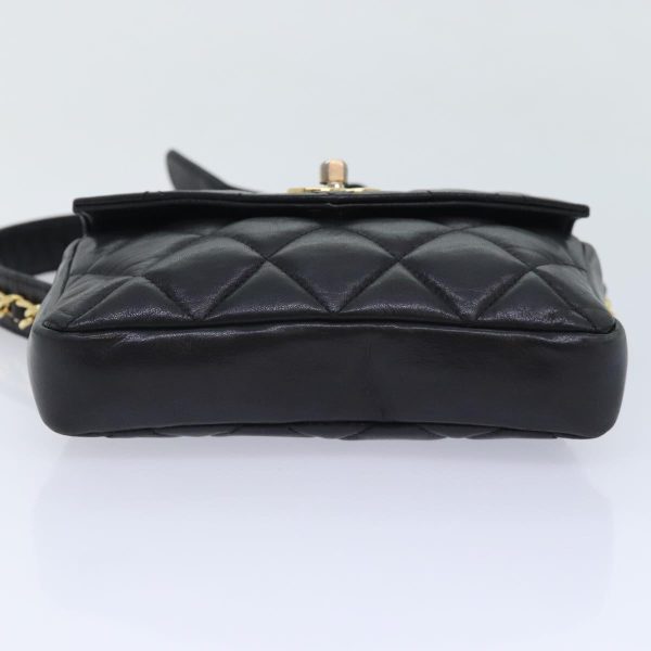 CHANEL Matelasse Waist bag Lamb Skin Black Gold CC  bs18455 Online Sale