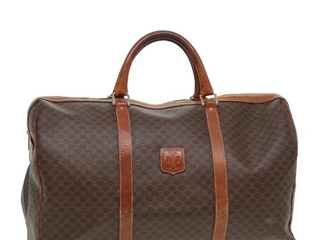 CELINE Macadam Canvas Boston Bag PVC Leather Brown 79789 For Discount