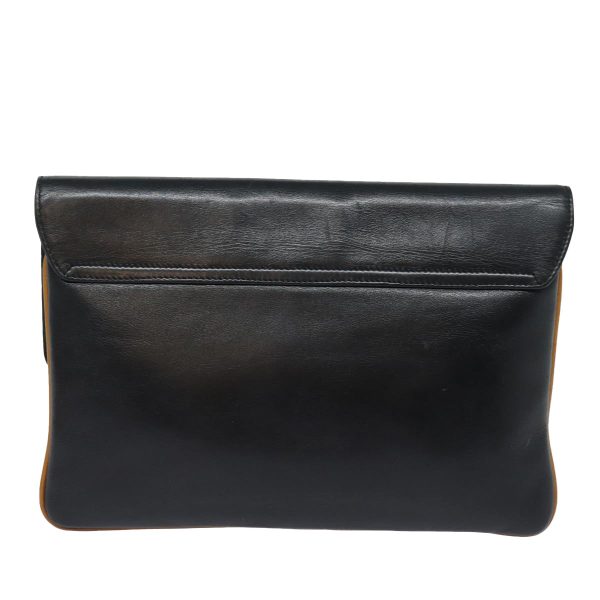 CELINE Clutch Bag Leather Black 79629 Online now