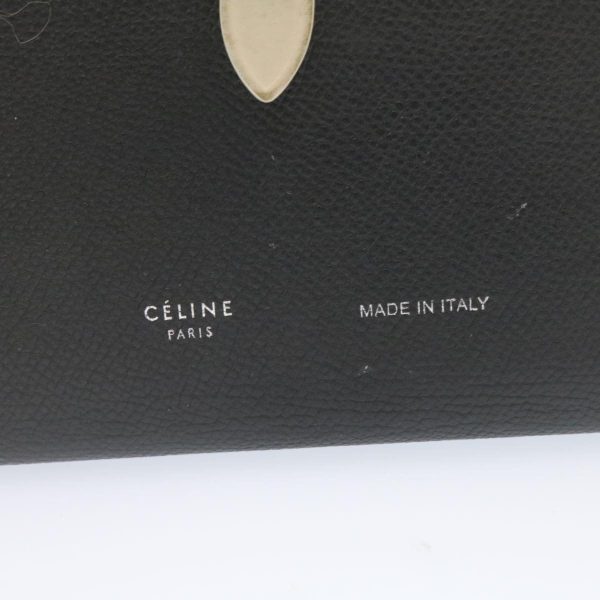 CELINE Large Strap Wallet Leather Black ai152 Sale