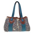 CELINE C saluki Hand Bag Coated Canvas Gray Brown blue 80171 For Cheap