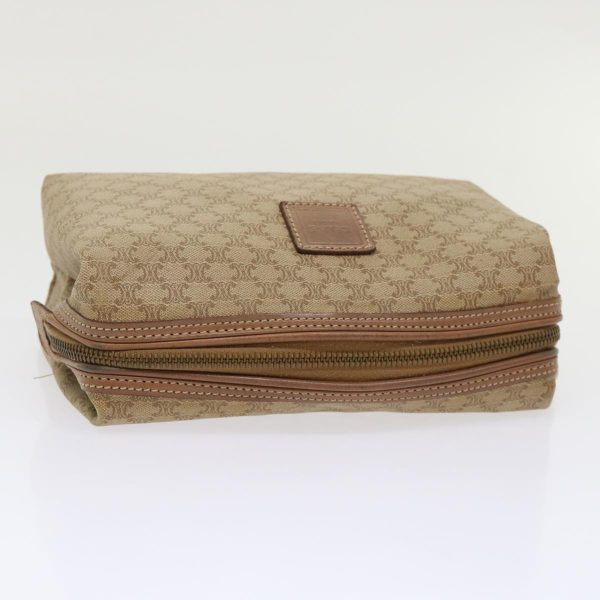 CELINE Macadam Canvas Clutch Bag PVC Leather Beige cl641 on Sale