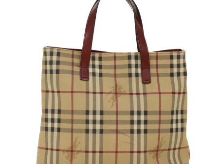 BURBERRY Nova Check Hand Bag PVC Leather BeigeNew 47676 Online Sale