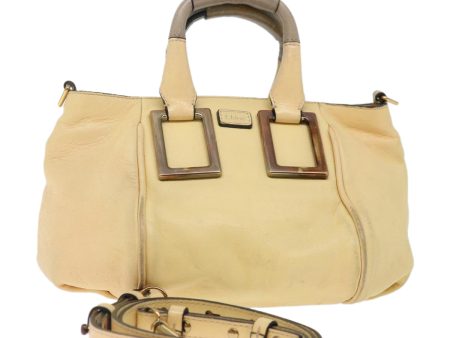 Chloe Etel Hand Bag Leather 2way Cream  71009 For Sale