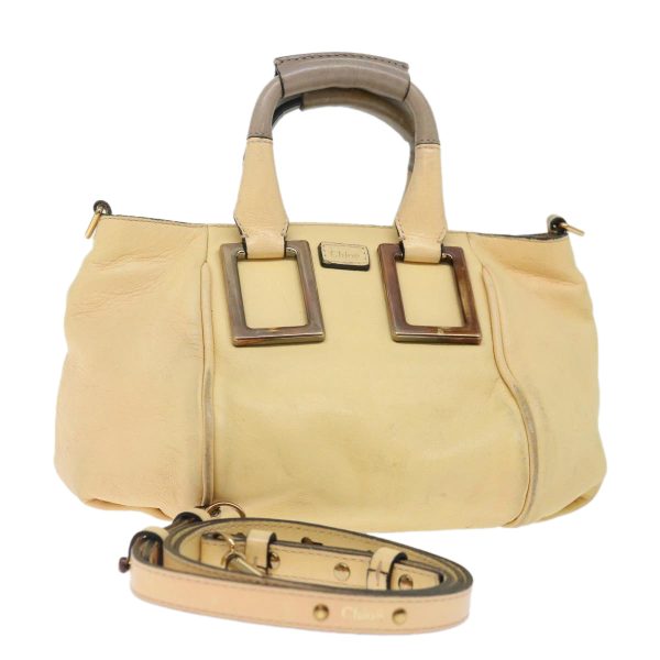 Chloe Etel Hand Bag Leather 2way Cream  71009 For Sale