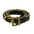 CHANEL Belt Leather 25.6  -27.6   Gold Tone Black CC  bs11333 For Sale