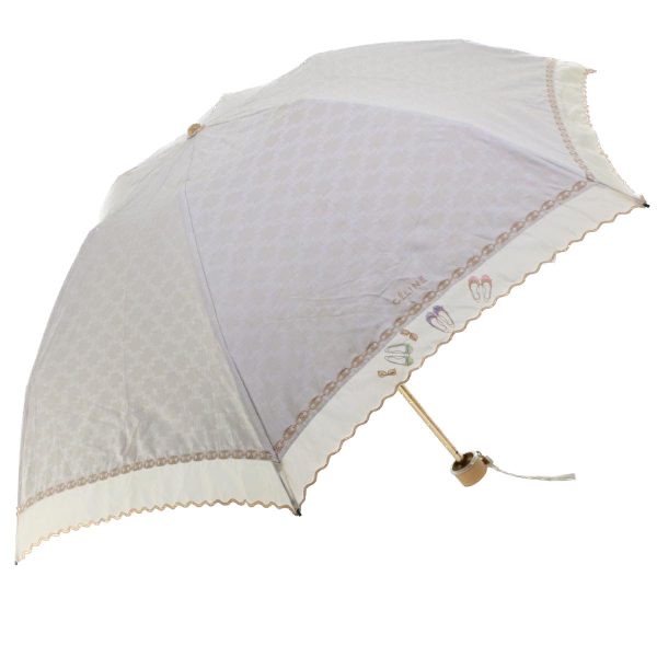 CELINE Macadam Canvas Folding Umbrella Nylon White yk7655B Online now