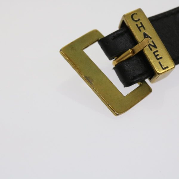 CHANEL Belt Leather 25.6  -27.6   Gold Tone Black CC  bs11333 For Sale