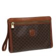 CELINE Macadam Canvas Clutch Bag PVC Leather Brown 80976 Cheap