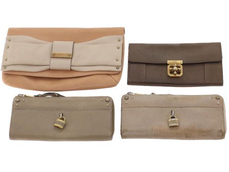 Chloe Wallet Leather 4Set Beige Brown  bs7056 Online now