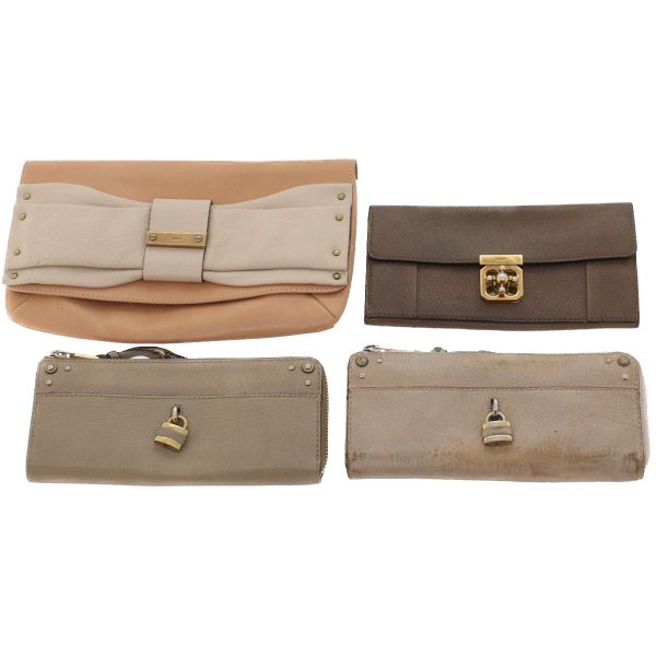 Chloe Wallet Leather 4Set Beige Brown  bs7056 Online now