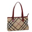 BURBERRY Nova Check Tote Bag PVC Leather Beige RedNew 48607 Fashion