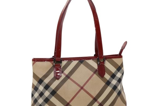 BURBERRY Nova Check Tote Bag PVC Leather Beige RedNew 48607 Fashion