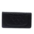 CHANEL Matelasse Long Wallet Lamb Skin Black Silver CC  yk14488 Online now