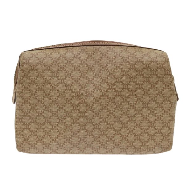 CELINE Macadam Canvas Clutch Bag PVC Leather Beige cl641 on Sale