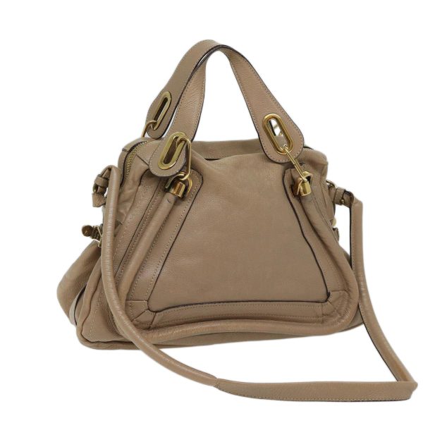 Chloe Paraty Shoulder Bag Leather 2way Beige  bs13559 Online Sale