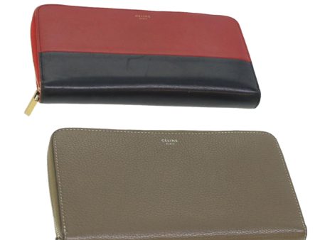 CELINE Wallet Leather 2Set Gray Red Navy 34079 Fashion