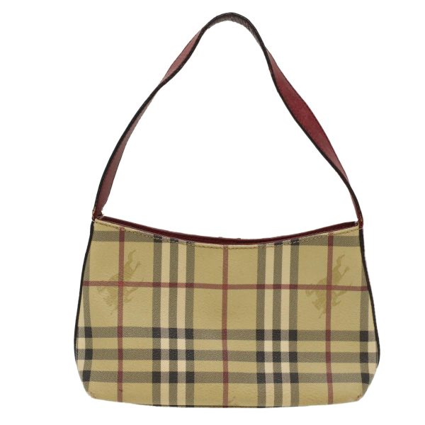 BURBERRY Nova Check Shoulder Bag PVC Leather BeigeNew ep1195 For Cheap