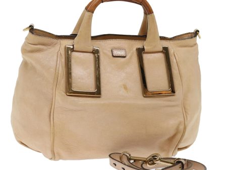 Chloe Etel Hand Bag Leather 2way Beige  70646 Online