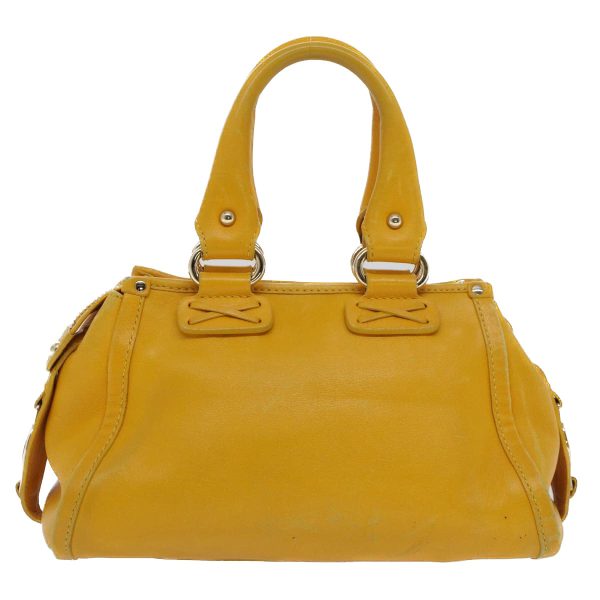 CELINE Hand Bag Leather Yellow bs7391 Cheap