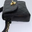 CHANEL Bicolore Chain Waist bag Leather Black Gold CC  90785A Fashion