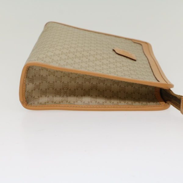 CELINE Macadam Canvas Clutch Bag PVC Leather Beige 48156 For Cheap