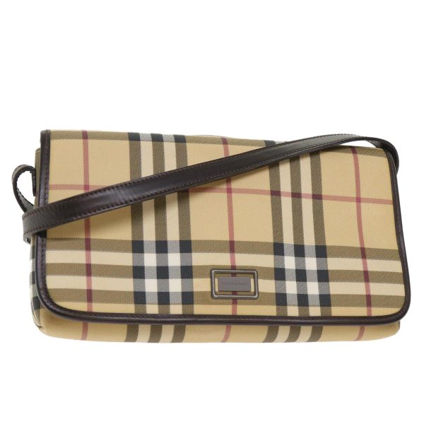 BURBERRY Nova Check Shoulder Bag PVC Leather BeigeNew yk7830B Online