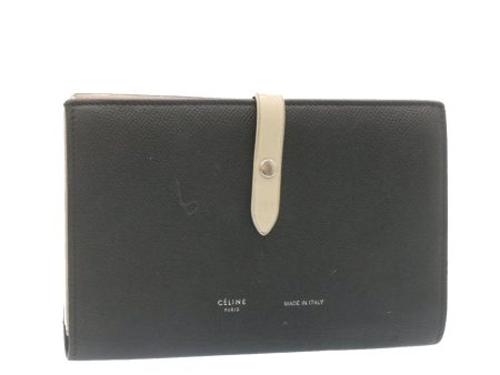 CELINE Large Strap Wallet Leather Black ai152 Sale