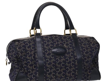 CELINE Boston Bag Canvas Leather Navy ar8356 Discount