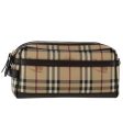 BURBERRY Nova Check Clutch Bag PVC Leather Beige Dark Brown blackNew 50764 For Cheap