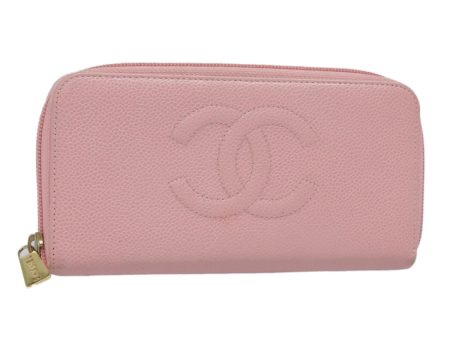 CHANEL COCO Mark Wallet Caviar Skin Pink Gold CC  yk15247 For Cheap