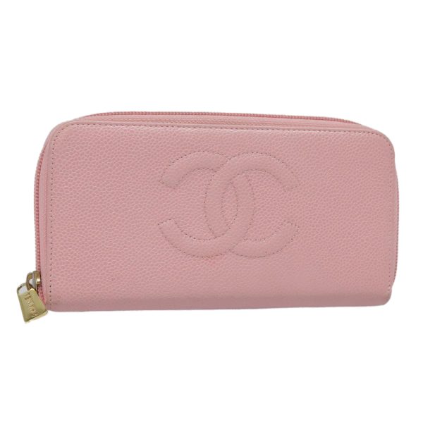 CHANEL COCO Mark Wallet Caviar Skin Pink Gold CC  yk15247 For Cheap