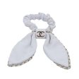 CHANEL COCO Mark Scrunchie Hair clip Lamb Skin White CC  yk14744 on Sale