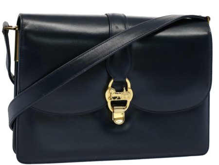 CELINE Horse Carriage Shoulder Bag Leather Navy ar10323 For Sale