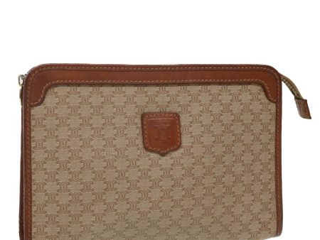 CELINE Macadam Canvas Clutch Bag PVC Leather Beige im411 Online Hot Sale