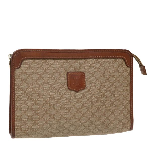 CELINE Macadam Canvas Clutch Bag PVC Leather Beige im411 Online Hot Sale